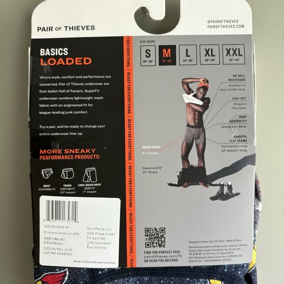 Pair of Thieves Size Medium St. Louis Cardinals SuperFit Mesh Boxer Brief 2 Pack - Picture 3 of 5